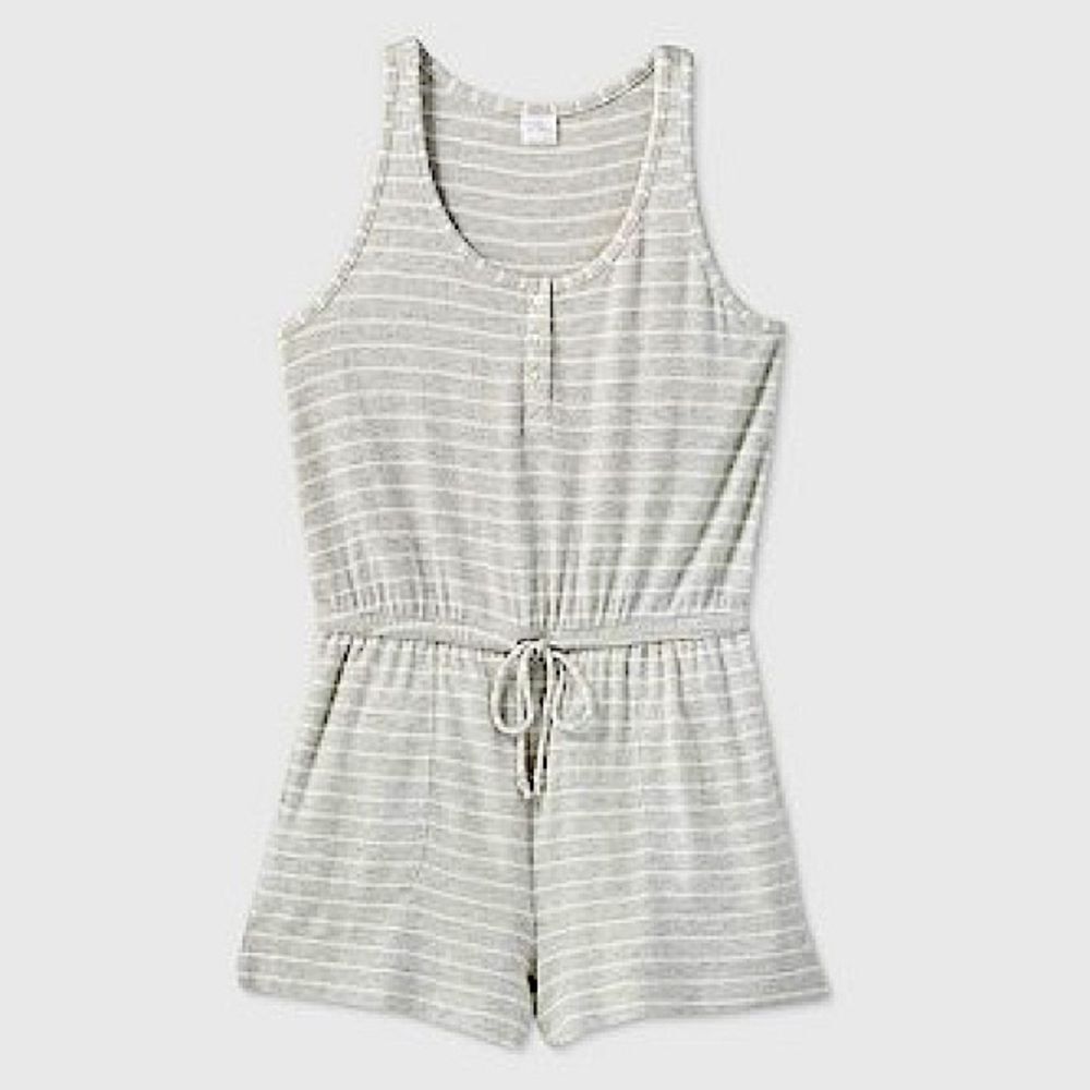 NWT Stars Above Heather Gray Striped Perfectly Cozy Romper Size Medium
